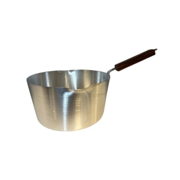 ALUM MILK PAN WOOD HANDLE HEAVY